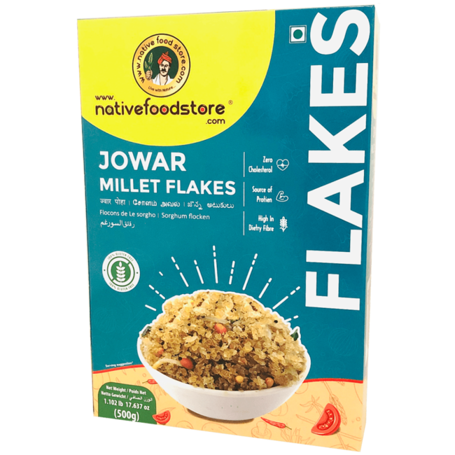 Native Food Jowar Millet Flakes, 500 gr