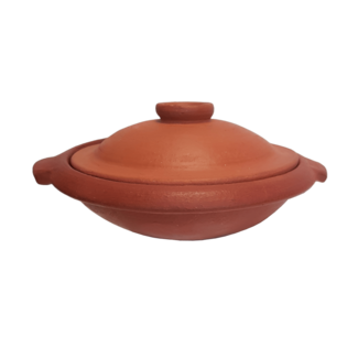 Pavithram Clay Fry Pan With Lid - Down Type