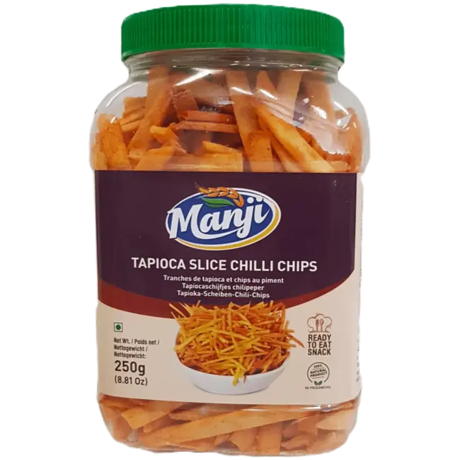 Manji Tapioca Slice Chilli Chips,  250 g