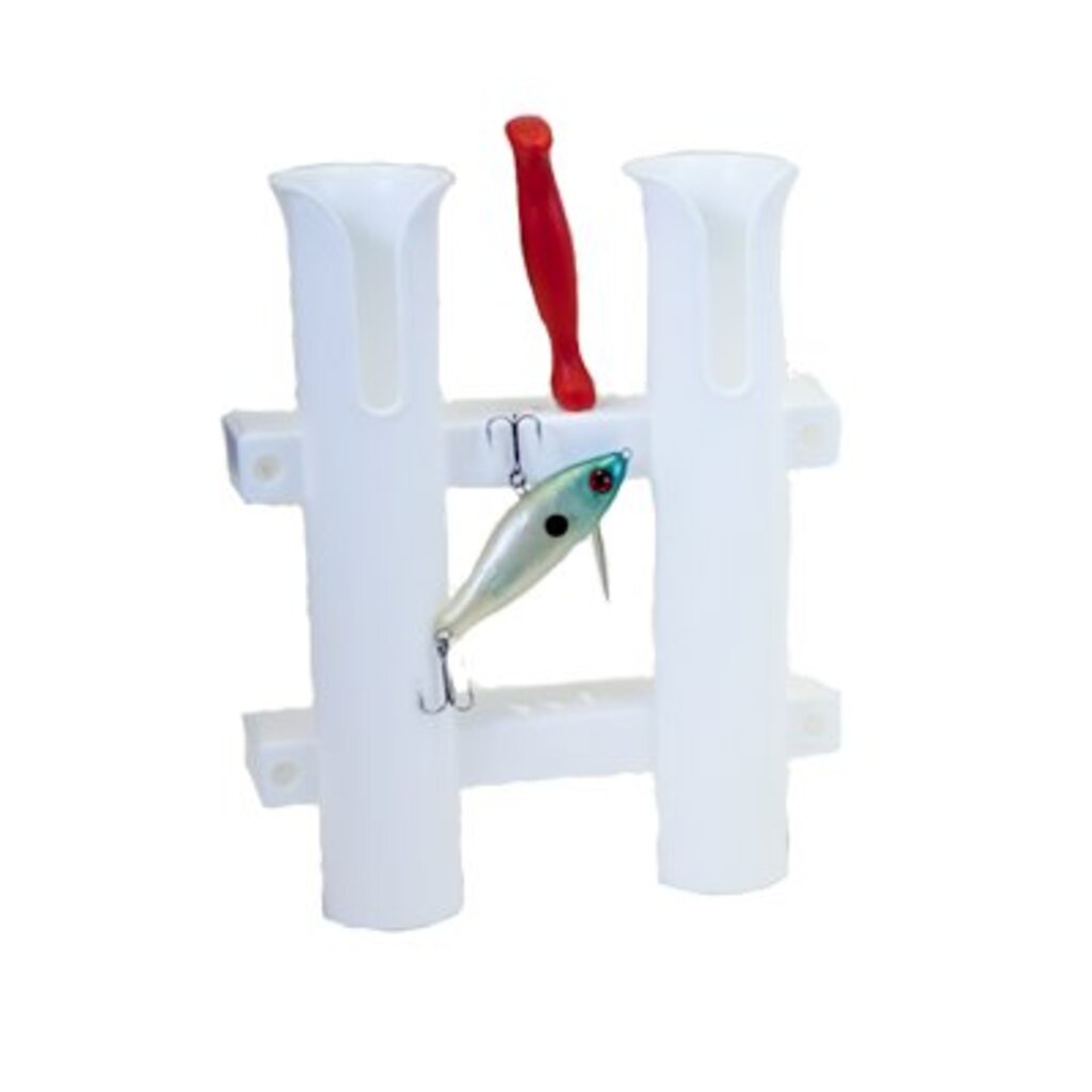 Fish-On! Tube Double Rod Holder White