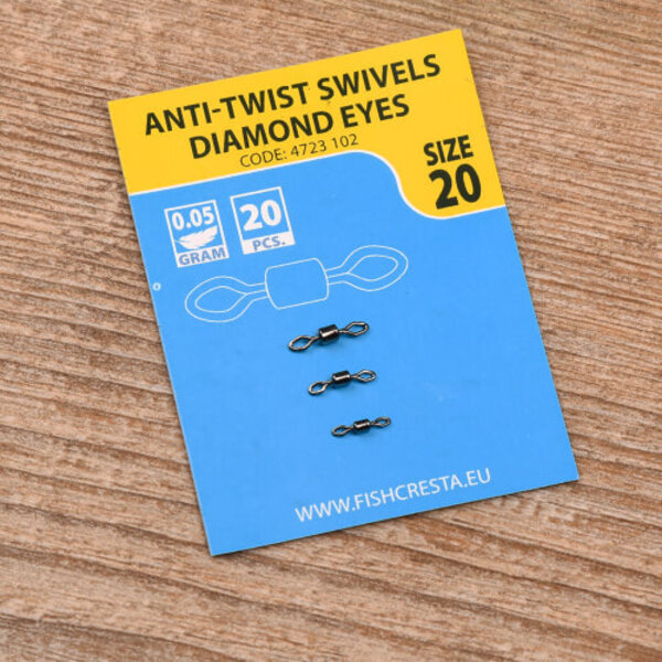 Cresta Anti Twist Swivels Diamond Eyes 0,05 Gr size 20