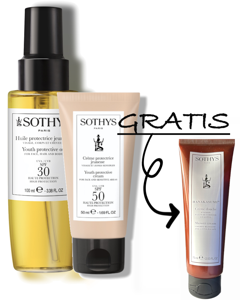 Sothys Sothys Duo Zonprotectie Gezicht Lichaam met Gratis Creme Douche Fleur de Cerisier et Lotus 75ml