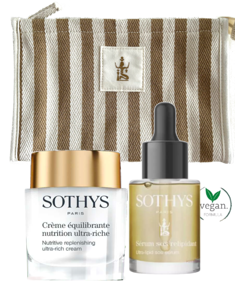 Sothys Sothys Duo Creme Équilibrante Nutrition Ultra-Riche + Serum SOS Relipidant + GRATIS Toilettas