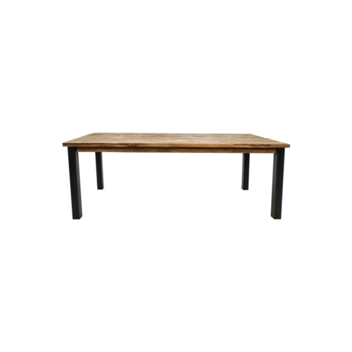 HSM Collection Eettafel Atlanta - 180x90x78 - Naturel/zwart - Rustiek oud teak/metaal