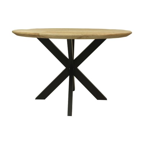 HSM Collection Tafel Bern rond swiss edge - ø120x76 - Naturel/zwart - Mangohout/metaal HSM Collection Tafel Bern rond swiss edge - ø120x76 - Naturel/zwart - Mangohout/metaal