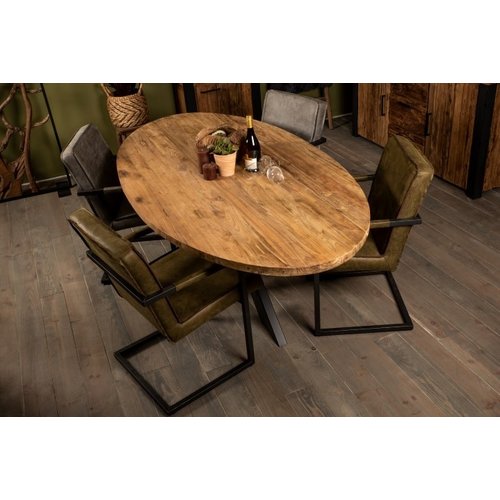 HSM Collection Tafelblad ovaal - 220x110 cm - blank - teak