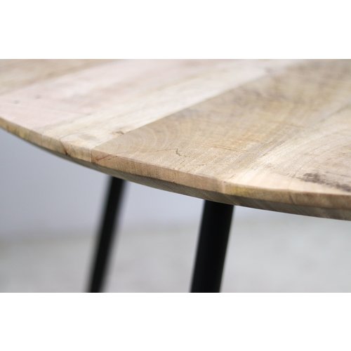 HSM Collection Ronde eettafel Bern -  140x140x76 - Naturel/zwart - Mangohout/ijzer