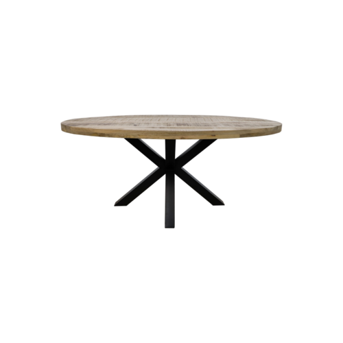 HSM Collection Ovale eettafel Portland - 200x100 cm - mangohout/ijzer HSM Collection Ovale eettafel Portland - 200x100 cm - mangohout/ijzer