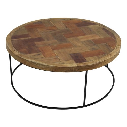 HSM Collection Salontafel mozaiek - ø80 cm - teak/ijzer HSM Collection Salontafel mozaiek - ø80 cm - teak/ijzer