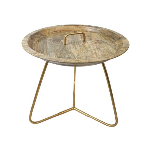 HSM Collection Salontafel - ø50x50 - goud manghout/ijzer HSM Collection Salontafel - ø50x50 - goud manghout/ijzer