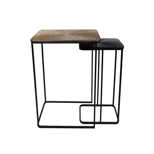 HSM Collection Console Tafelset Fletcher - 60x35x77/40x25x70 - Goud/zwart - Aluminium/Ijzer