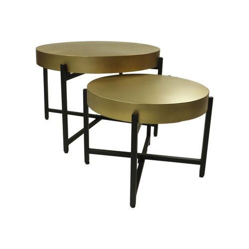 HSM Collection Salontafel set van 2 - ø70x50/ø50x40- Goud/zwart - Metaal HSM Collection Salontafel set van 2 - ø70x50/ø50x40- Goud/zwart - Metaal