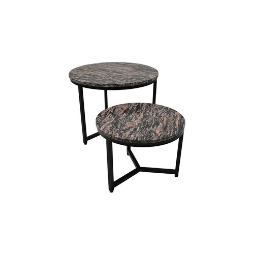 HSM Collection Ronde Salontafel Set van 2 - ø60x45/ø45x34 - Bruin/zwart - Marmer HSM Collection Ronde Salontafel Set van 2 - ø60x45/ø45x34 - Bruin/zwart - Marmer