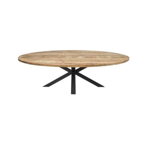 HSM Collection Ovale eettafel - 220x110 cm - massief mangohout/metaal HSM Collection Ovale eettafel - 220x110 cm - massief mangohout/metaal
