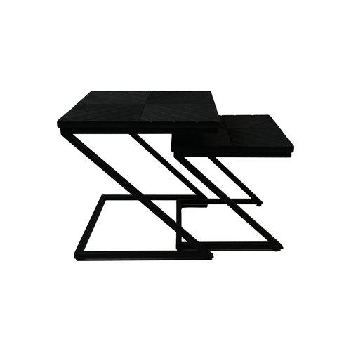 HSM Collection Bijzettafel Z-model - 40x40x40/50x50x50 - Zwart - Mangohout/metaal HSM Collection Bijzettafel Z-model - 40x40x40/50x50x50 - Zwart - Mangohout/metaal