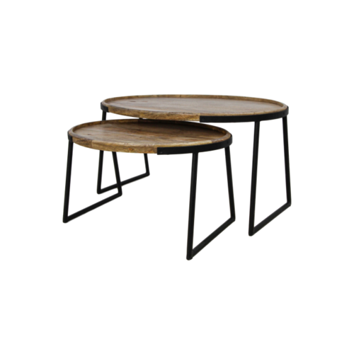 HSM Collection Salontafel Paulson - mangohout/ijzer - set van 2 HSM Collection Salontafel Paulson - mangohout/ijzer - set van 2
