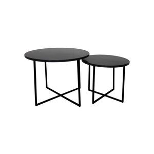 HSM Collection Ronde Salontafel - ø61x45/ø46x39 - zwart marmer - set van 2