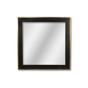 HSM Collection Wandspiegel - 90x90 - Goud/zwart - Teak