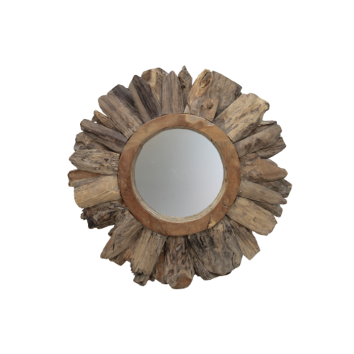 HSM Collection Wandspiegel Sun - ø80 cm - teak wortelhout HSM Collection Wandspiegel Sun - ø80 cm - teak wortelhout