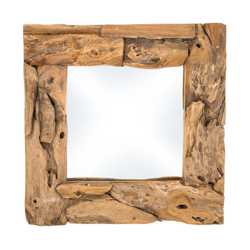HSM Collection Wandspiegel - 50x50 cm - teak wortelhout HSM Collection Wandspiegel - 50x50 cm - teak wortelhout