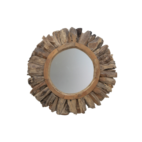 HSM Collection Wandspiegel Sun - ø108 cm - teak wortelhout HSM Collection Wandspiegel Sun - ø108 cm - teak wortelhout