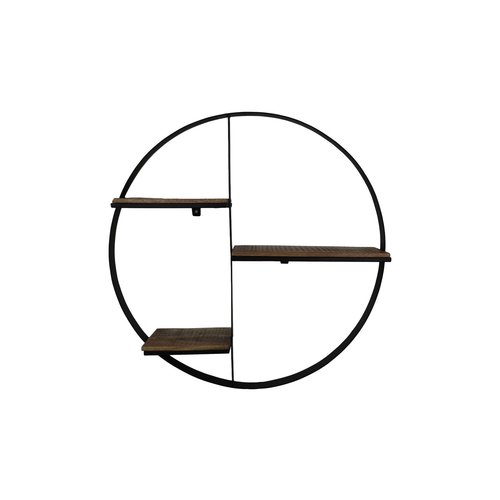 HSM Collection Wand decoratierek rond - 80x16x80 - Naturel/zwart - Mangohout/ijzer HSM Collection Wand decoratierek rond - 80x16x80 - Naturel/zwart - Mangohout/ijzer