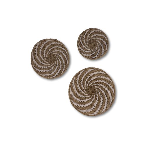 HSM Collection Wanddecoratie manden set Bali - Set van 3 - Naturel/wit - Zeegras HSM Collection Wanddecoratie manden set Bali - Set van 3 - Naturel/wit - Zeegras