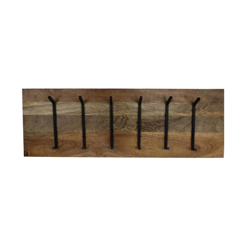 HSM Collection Kapstok - 90x11x30 - Naturel/zwart - Mangohout/metaal HSM Collection Kapstok - 90x11x30 - Naturel/zwart - Mangohout/metaal