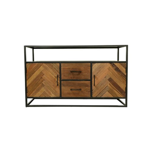 HSM Collection Dressoir Verona 2 deur 2 lades - 140x40x85 - Naturel/zwart - Mangohout/metaal HSM Collection Dressoir Verona 2 deur 2 lades - 140x40x85 - Naturel/zwart - Mangohout/metaal