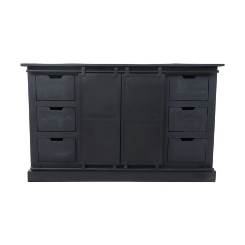 HSM Collection Dressoir Melbourne - 140x43x85 - Zwart - Rustiek mangohout/ijzer HSM Collection Dressoir Melbourne - 140x43x85 - Zwart - Rustiek mangohout/ijzer