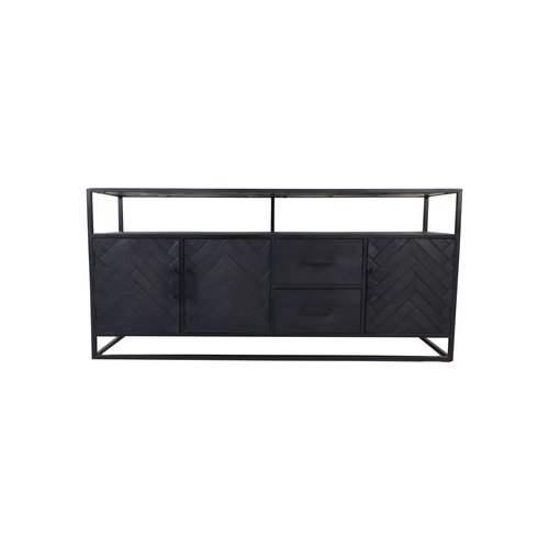 HSM Collection Dressoir Verona - 180x40x85 - Zwart - Mangohout/ijzer HSM Collection Dressoir Verona - 180x40x85 - Zwart - Mangohout/ijzer