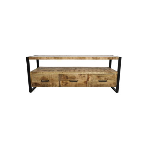HSM Collection TV Meubel Havana - 3 lades - mangohout/ijzer HSM Collection TV Meubel Havana - 3 lades - mangohout/ijzer