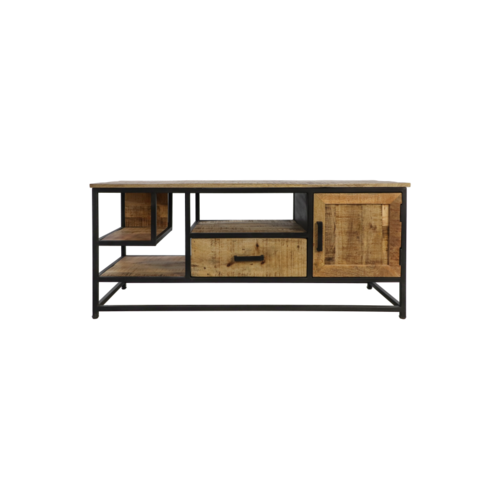 HSM Collection TV meubel - 130x42x55 - naturel/zwart - mangohout/ijzer HSM Collection TV meubel - 130x42x55 - naturel/zwart - mangohout/ijzer