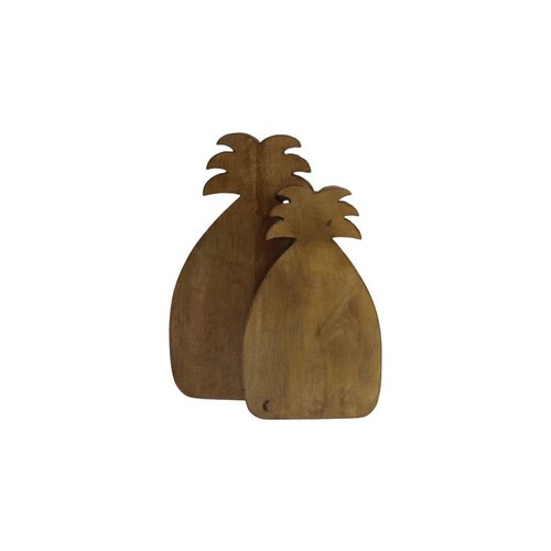 HSM Collection Snijplank Ananas - Naturel - Mangohout - Set van 2