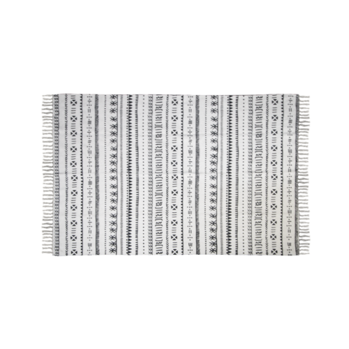 HSM Collection Vloerkleed - katoen - 210x150 cm - zwart/wit HSM Collection Vloerkleed - katoen - 210x150 cm - zwart/wit