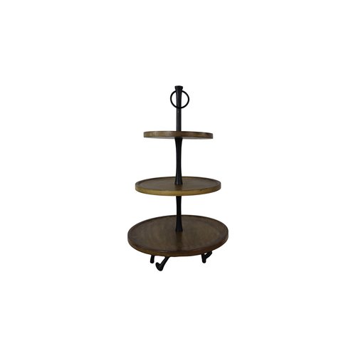 HSM Collection Houten etagere - 36x36x60 - Naturel - Mangohout/aluminium HSM Collection Houten etagere - 36x36x60 - Naturel - Mangohout/aluminium