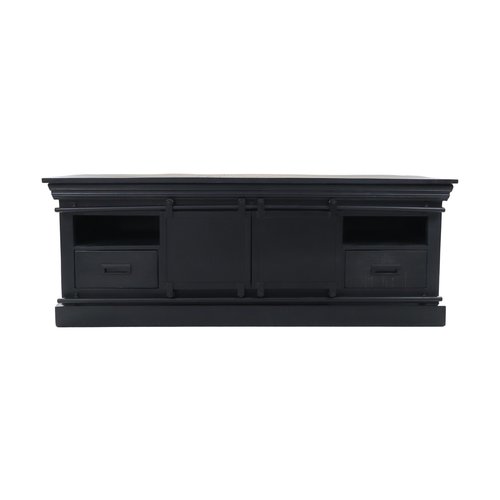 HSM Collection TV-meubel Melbourne - 150x45x55 - Zwart - Rustiek mangohout/ijzer HSM Collection TV-meubel Melbourne - 150x45x55 - Zwart - Rustiek mangohout/ijzer