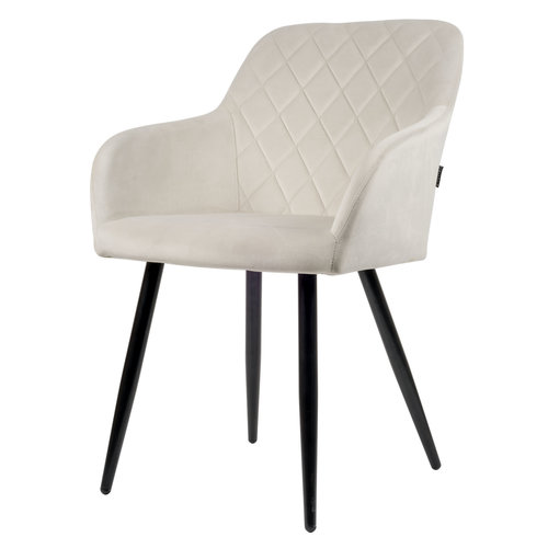 USUALS Mila Eetkamerstoel - Off white | Velours | Velvet | Zwart stalen poten | Design eetkamerstoel USUALS Mila Eetkamerstoel - Off white | Velours | Velvet | Zwart stalen poten | Design eetkamerstoel