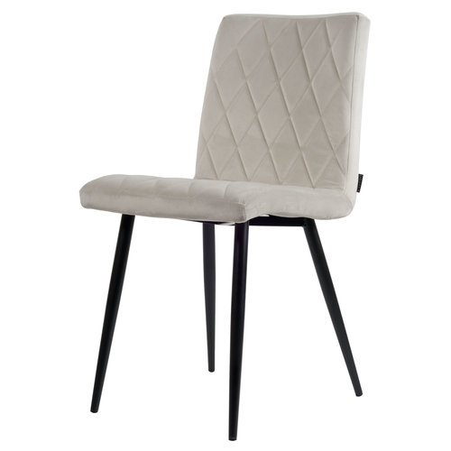 USUALS Anny Eetkamerstoel - Off White | Velours | Velvet | Zwart stalen poten | Design eetkamerstoel USUALS Anny Eetkamerstoel - Off White | Velours | Velvet | Zwart stalen poten | Design eetkamerstoel