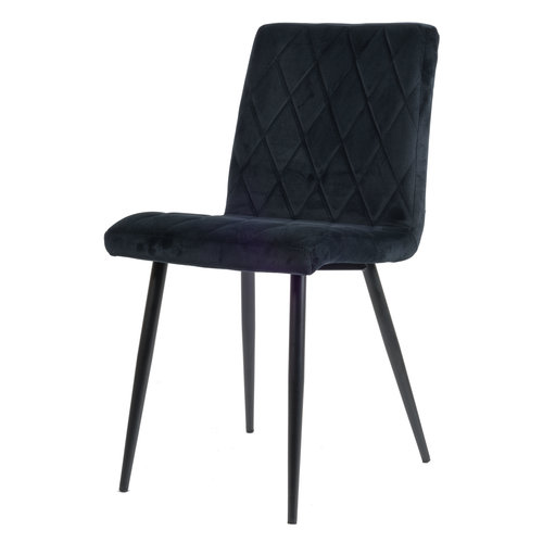 USUALS Anny Eetkamerstoel - Zwart | Velours | Velvet | Zwart stalen poten | Design eetkamerstoel USUALS Anny Eetkamerstoel - Zwart | Velours | Velvet | Zwart stalen poten | Design eetkamerstoel