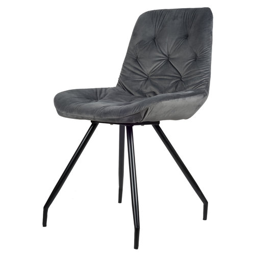 USUALS Rico Eetkamerstoel - Grijs | Velvet | Zwart stalen draaipoten | Design eetkamerstoel USUALS Rico Eetkamerstoel - Grijs | Velvet | Zwart stalen draaipoten | Design eetkamerstoel