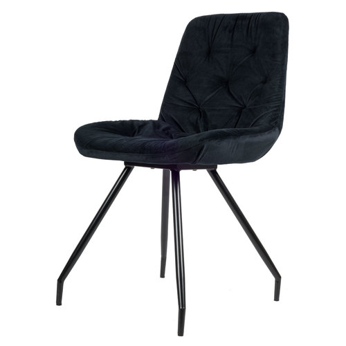 USUALS Rico Eetkamerstoel - Zwart | Velvet | Zwart stalen draaipoten | Design eetkamerstoel USUALS Rico Eetkamerstoel - Zwart | Velvet | Zwart stalen draaipoten | Design eetkamerstoel