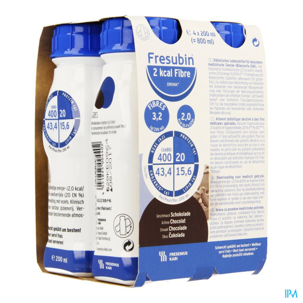 FRESUBIN 2 KCAL FIBRE DRINK CHOCO 4X200