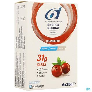 6D Sports 6d Energy Nougat Cranberry 6 X 35g