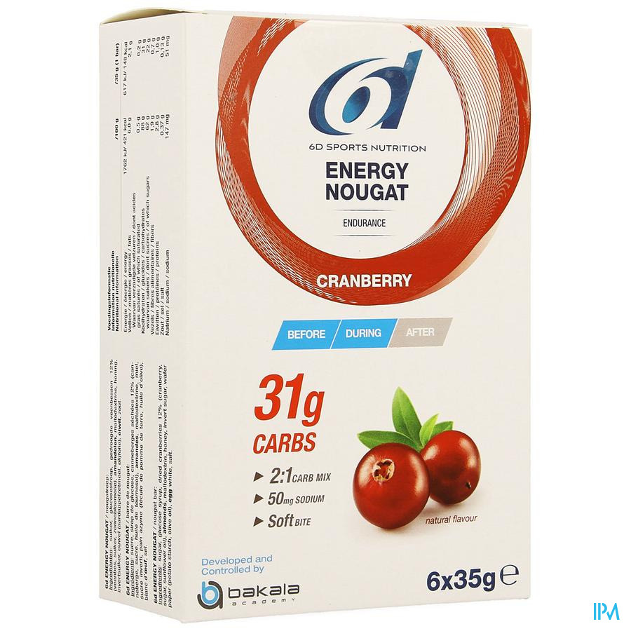 6d sport 6d Energy Nougat Cranberry 6 X 35g