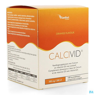 Sanifort Pharma Calcivid 500mg/200ie Orange Chew 168