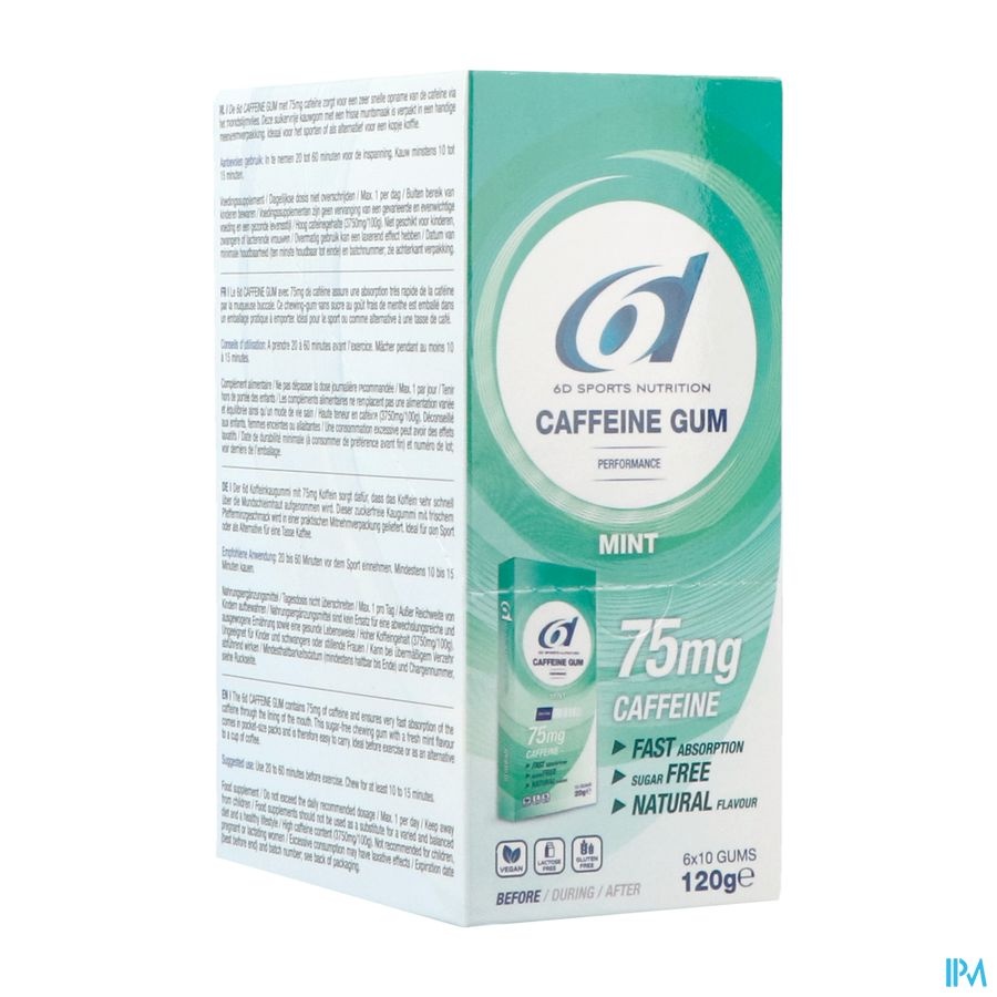 6d sport 6d Sports Caffeine 75mg Gum Mint 60x2g