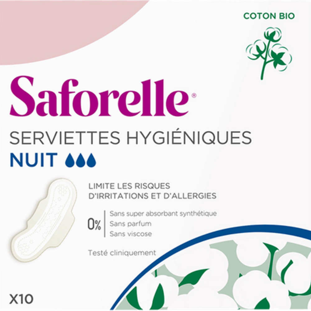 Saforelle Saforelle Serviettes Hygieniques Nuit 10