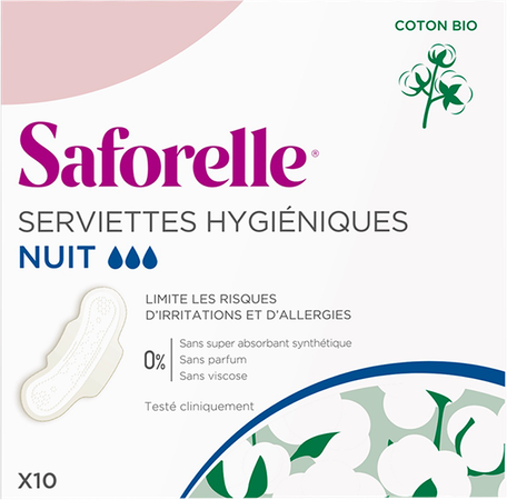 Saforelle Saforelle Serviettes Hygieniques Nuit 10