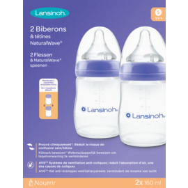 LANSINOH Lansinoh Zuigfles Natural Wave 2x160ml